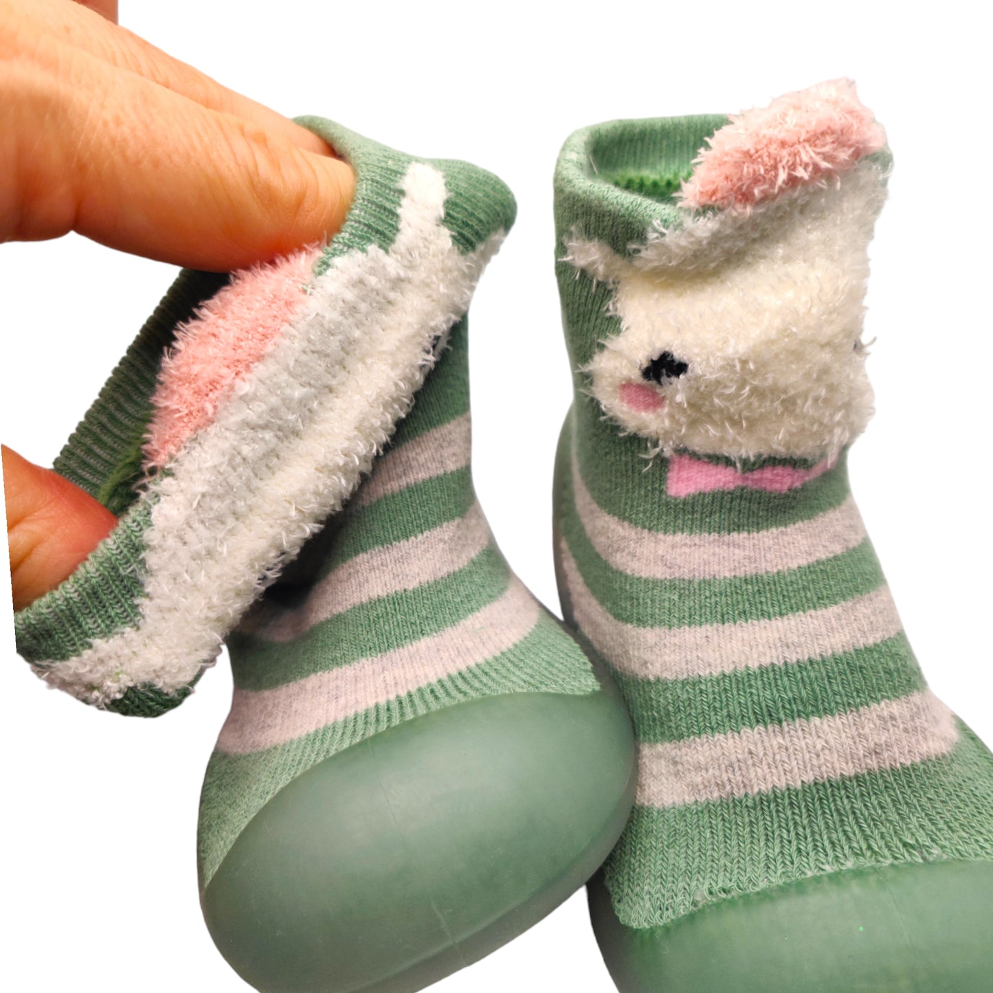 Llama by Bearba- Sock Shoes for Babies & Toddlers Sizes-S,M,L,XL- Flexible Soles, Lightweight, Machine Washable-Green/Soft
