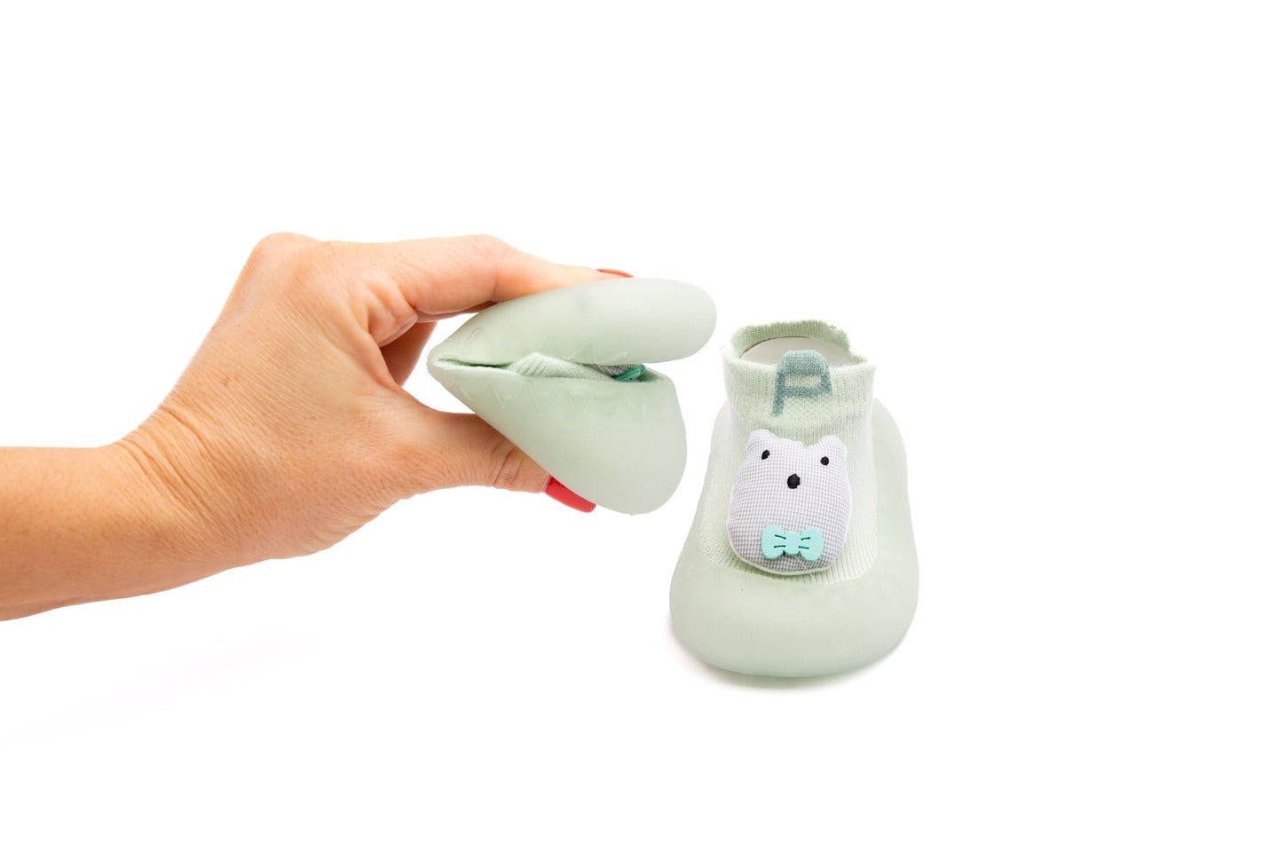 Bear by Bearba-Sock Shoes for Babies & Toddlers. Sizes- M&L- Flexible Soles, Lightweight, Machine Washable, Cotton-Green - Bearba