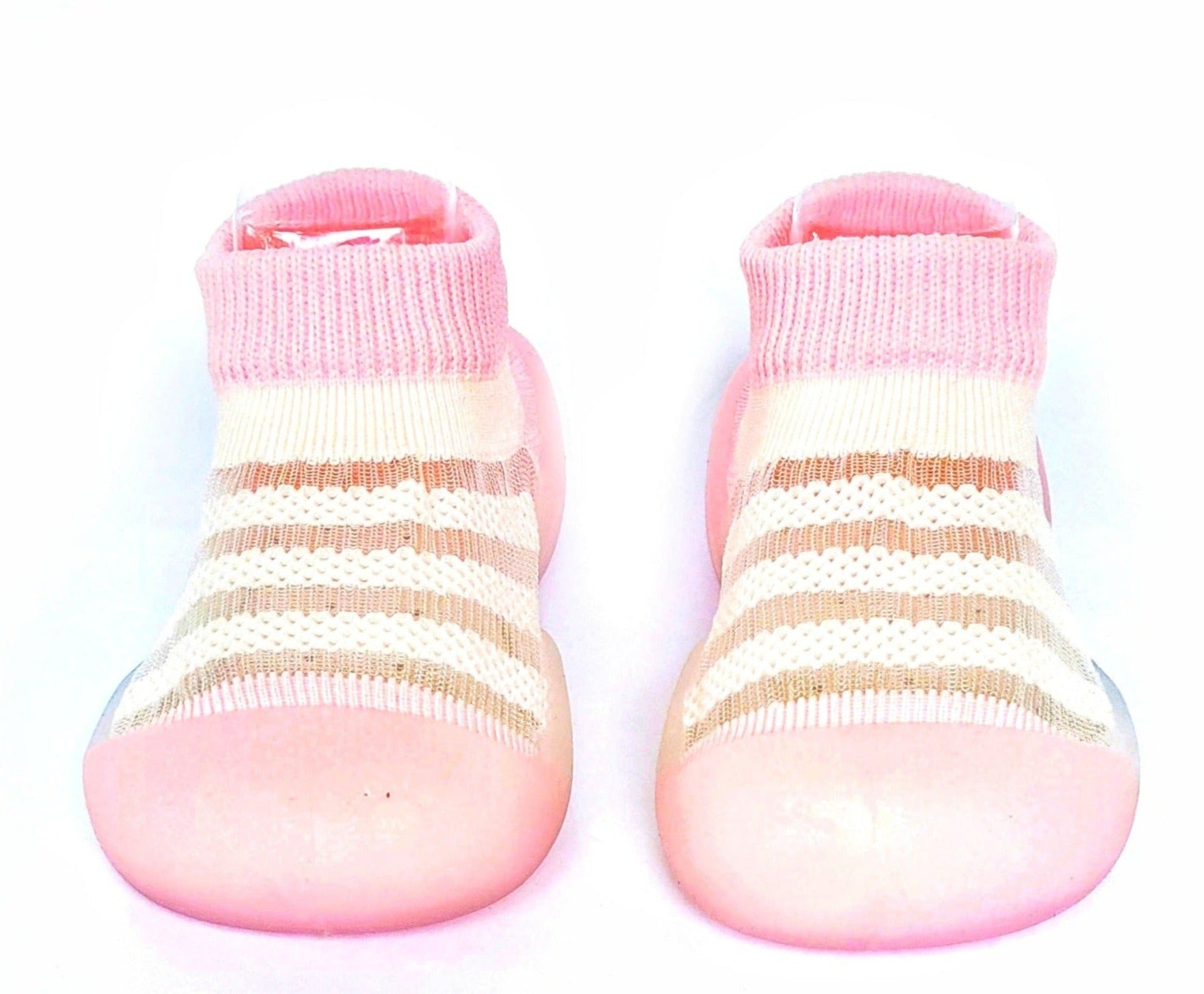 Golden Slipper by Bearba-Sock Shoes for Babies & Toddlers, Sizes- XS,S,M- Flexible Soles, Machine Washable- Pink/Green - Bearba