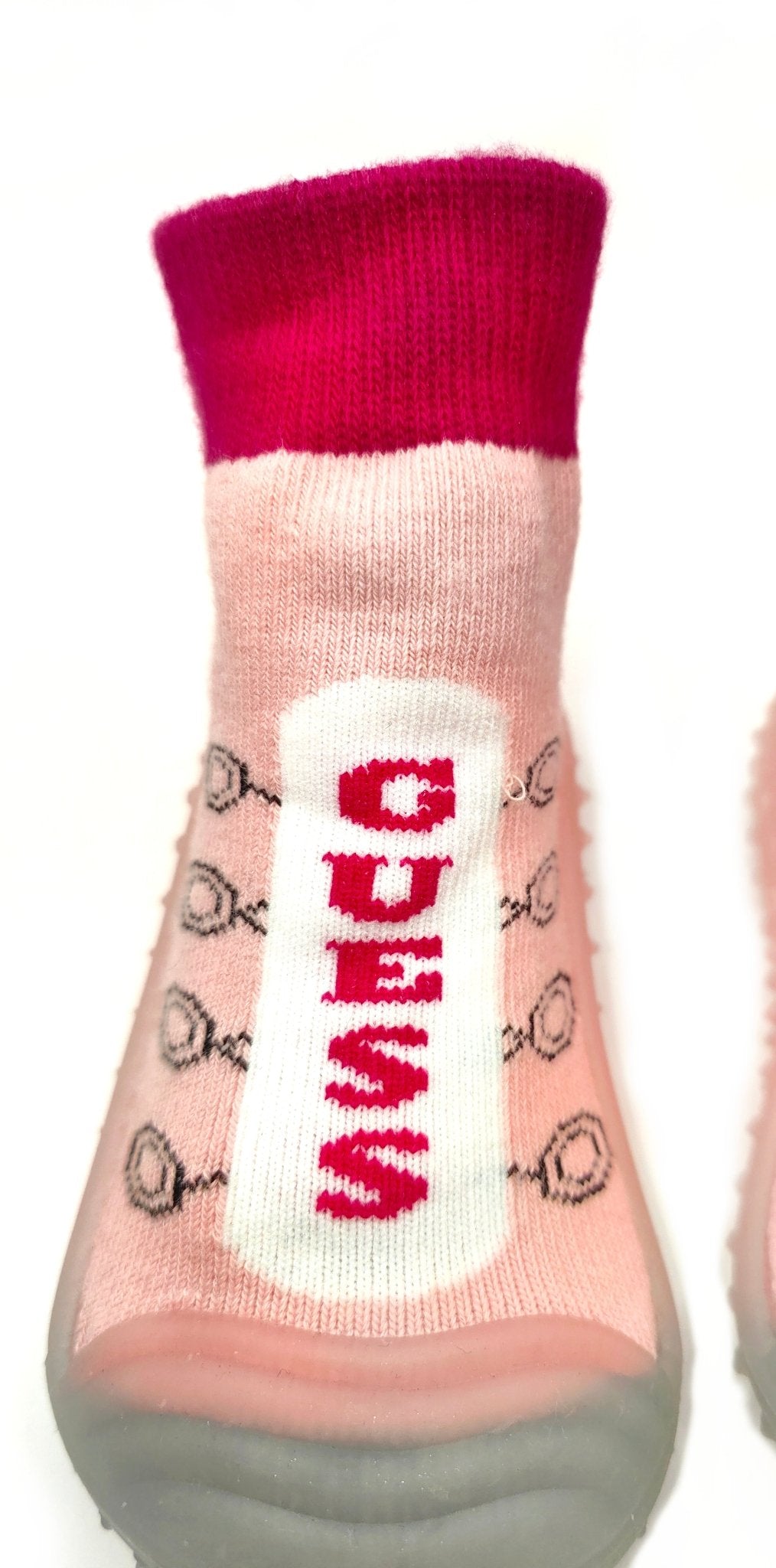 Guess Who PINK by Bearba- Sock Shoes for Babies & Toddlers Sizes- XS,S,M Flexible Soles, Lightweight, Machine Washable - Bearba