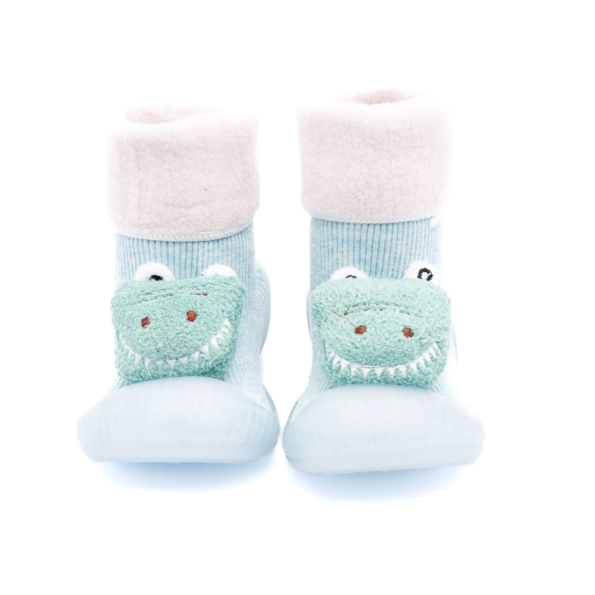 Pop Up Croc by Bearba- Sock Shoes for Babies & Toddlers Sizes XS,S,M-Flexible Soles, Machine Washable,Warm-Blue - Bearba