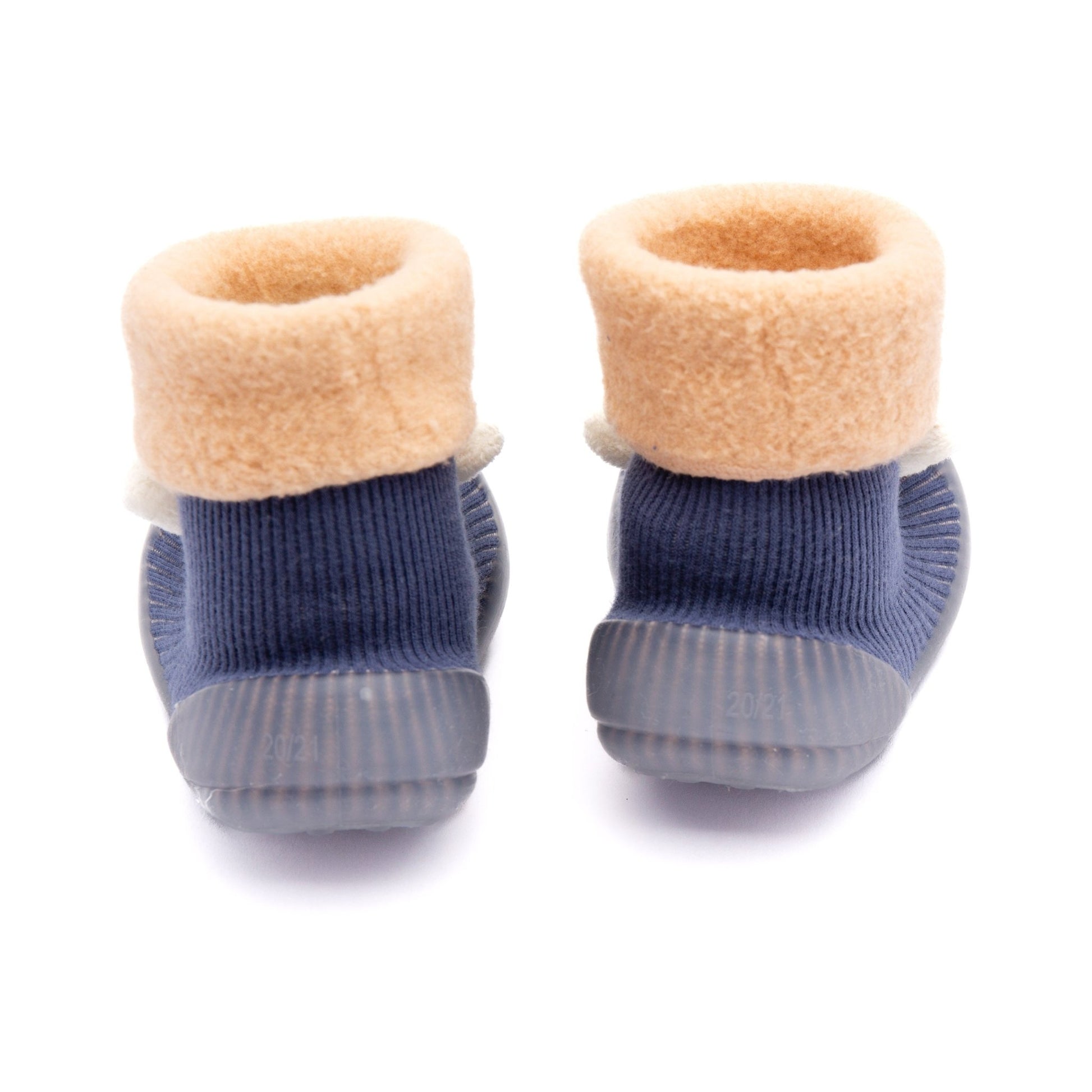 Pop Up Teddy by Bearba- Sock Shoes for Babies & Toddlers Sizes-S,M,L- Flexible Soles, Machine Washable,Warm-Blue - Bearba